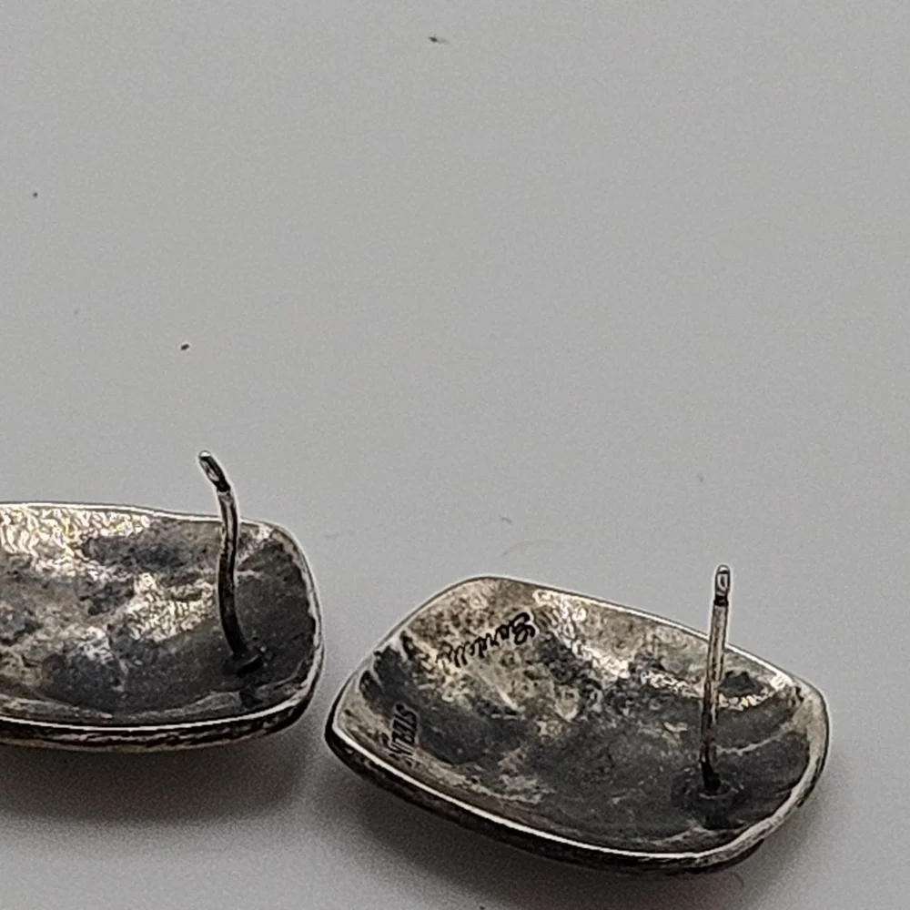vintage Gardella modernist sterling silver tri-tone square earrings